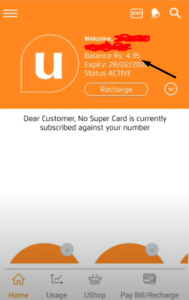 my ufone app your balance is
