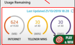 check internet balance via my telenor app