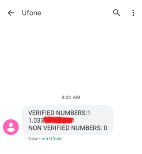 ufone verify or non verified numbers