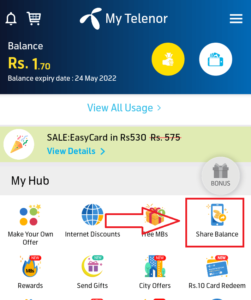 My telenor app share balance