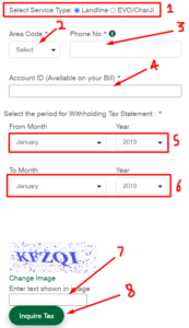 PTCL Tax Certificate form