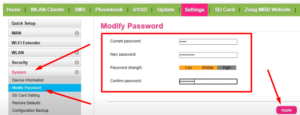 admin password modify